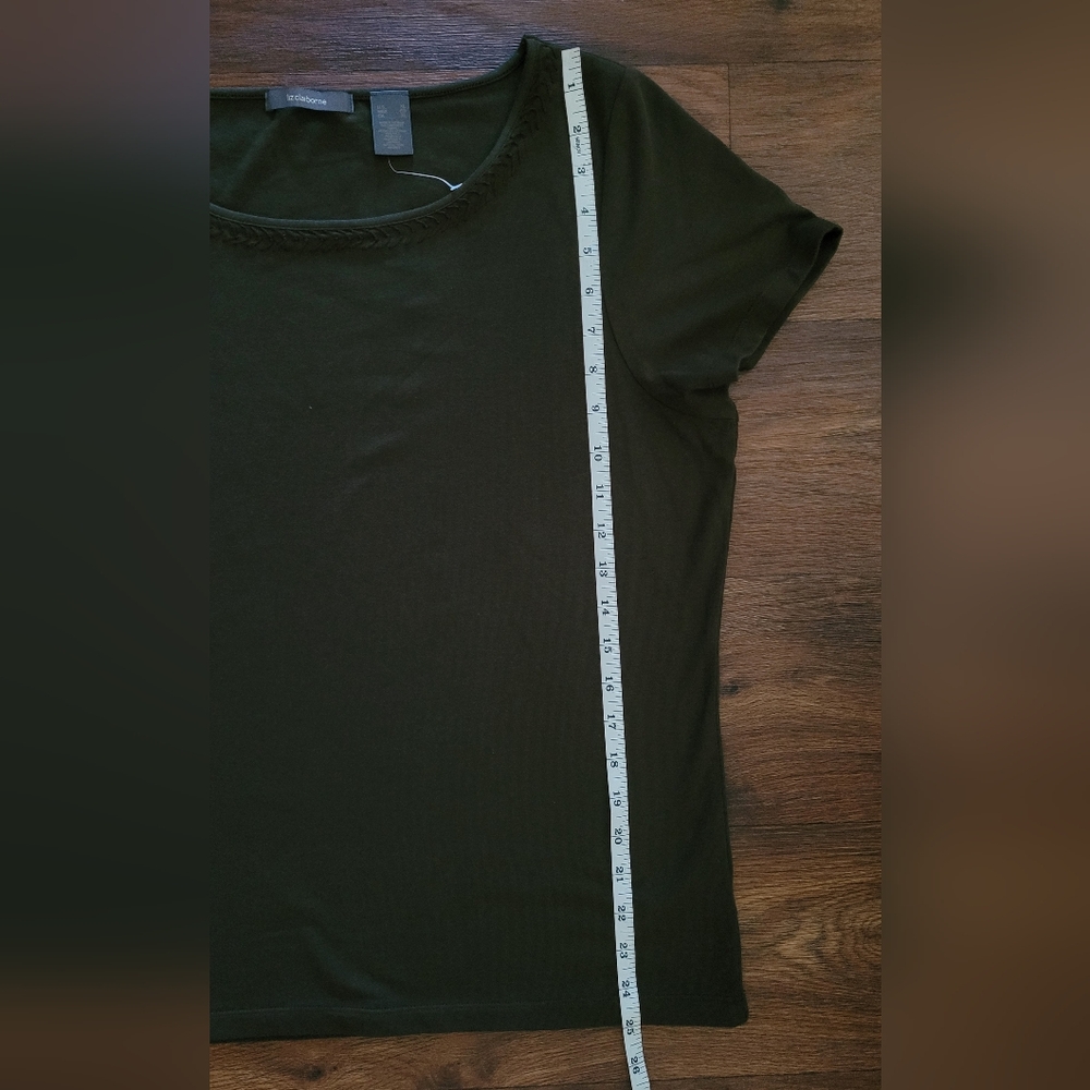 Liz Claiborne Stitch Trimmed Cotton + Stretch Top, Women's XL, Chocolate Brown - Picture 8 of 8